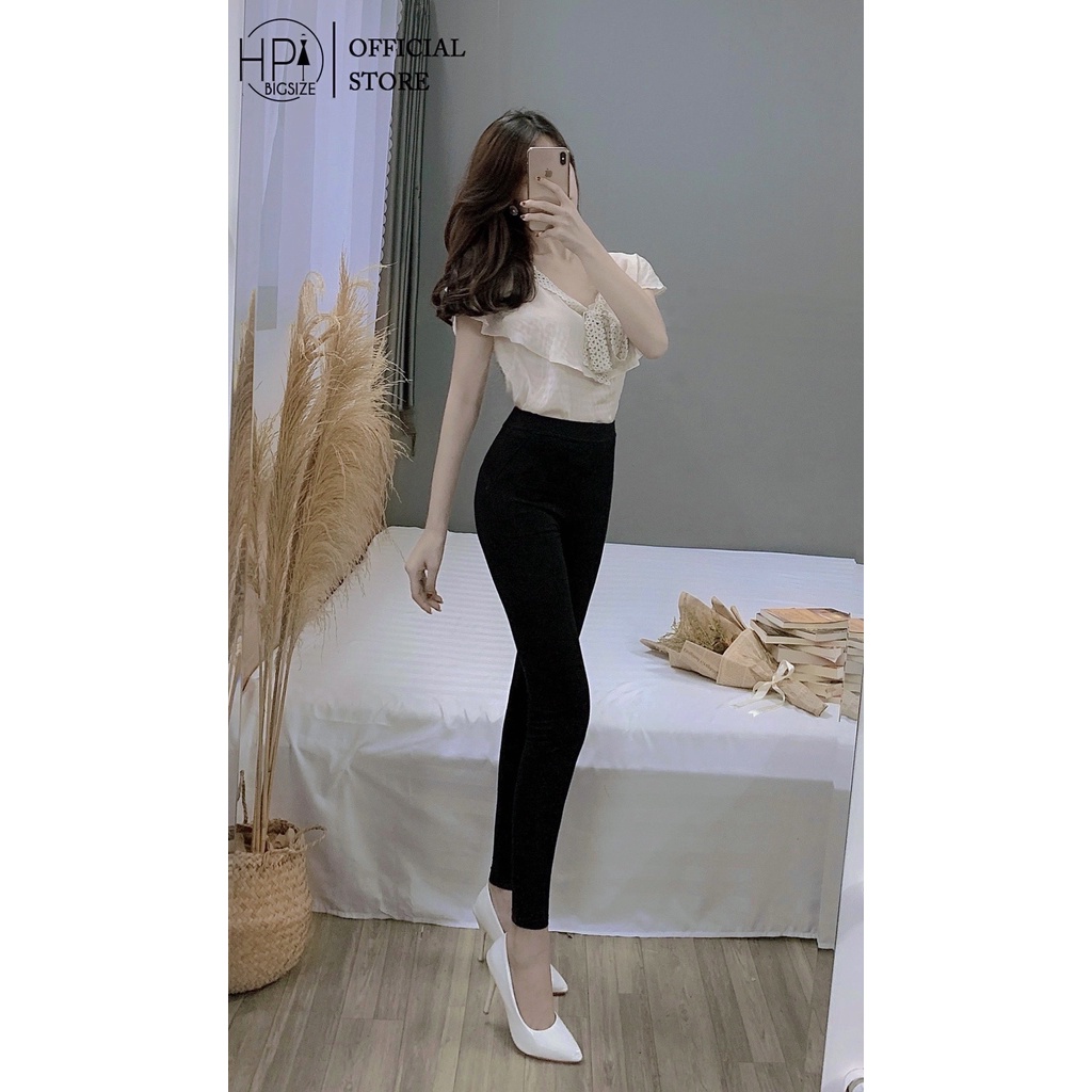 Quần Nữ Lưng Cạp Cao Dài Dáng Thun Ôm Bó Co Dãn 4 Chiều HP TT-HOT, legging 2 thân