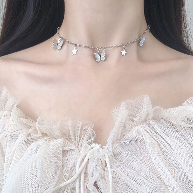 Dây Chuyền Choker Hình Bướm Thời Trang Kiểu Hàn Quốc Thanh Lịch