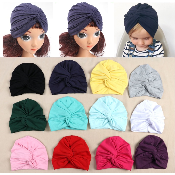 Mũ trùm đầu cho bé kiểu xoắn vải lạ mắt