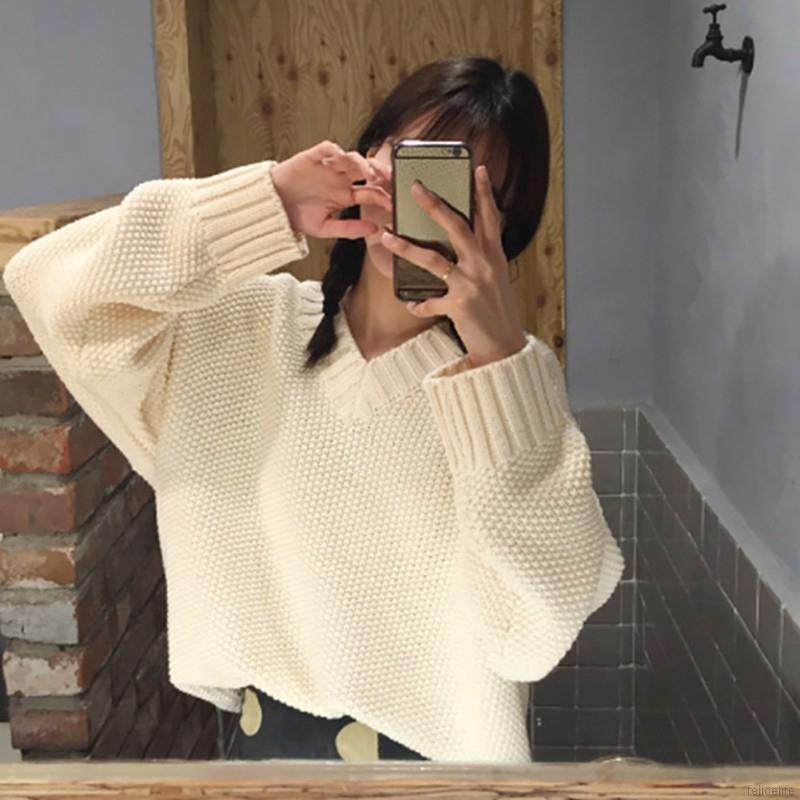 Áo Sweater Nữ Tay Dài Cổ Chữ V Thời Trang