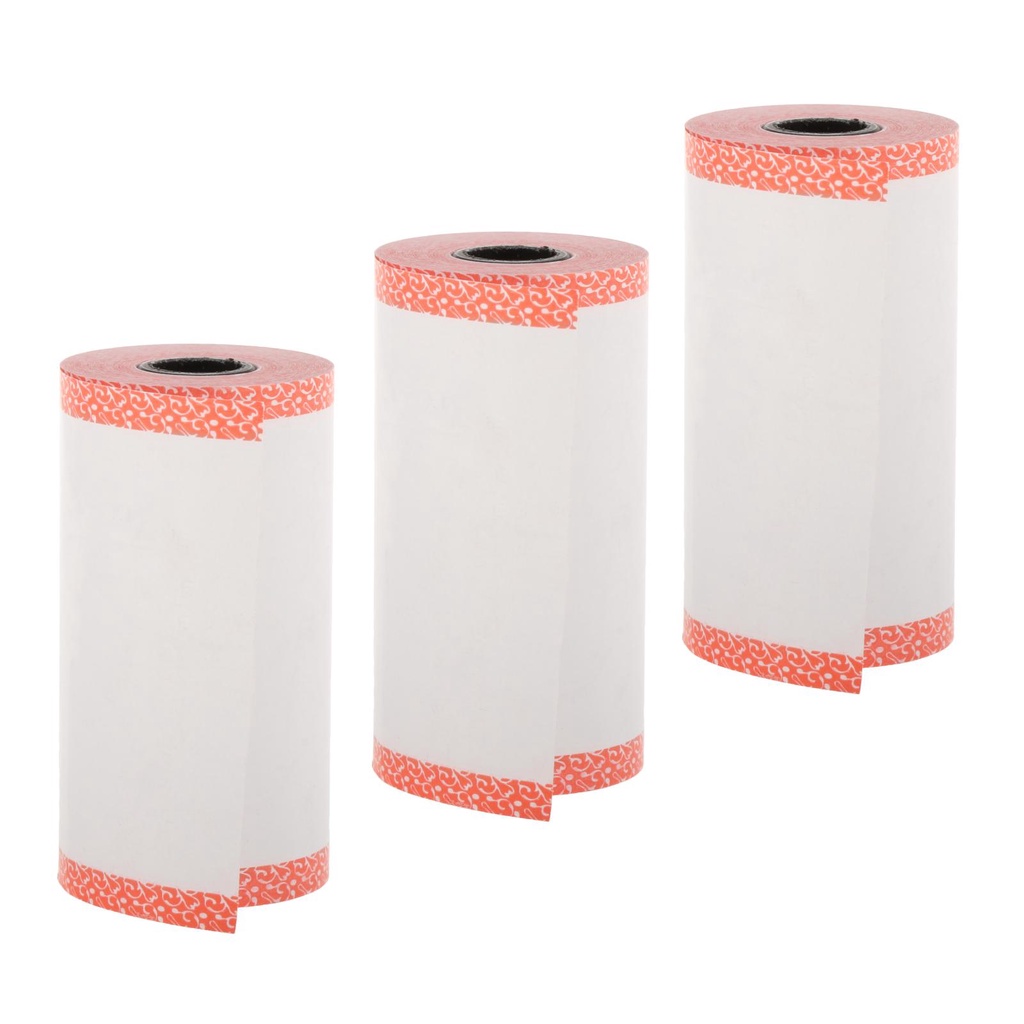 Bộ 3 Giấy In Nhiệt Mini Viền Màu Kích Thước 57x30mm Không Dính Để Chọn