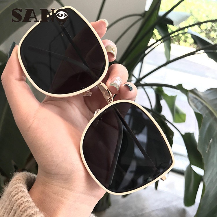 Kính Mát Tròng Vuông Gọng Kim Loại Chống Tia UV400 Phong Cách Hàn Quốc Thời Trang