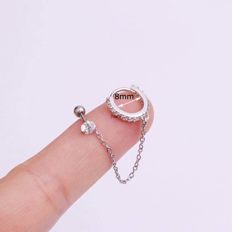 Bộ bông tai dạng treo tua rua dạng xoay màu vàng bạc 6mm 8mm