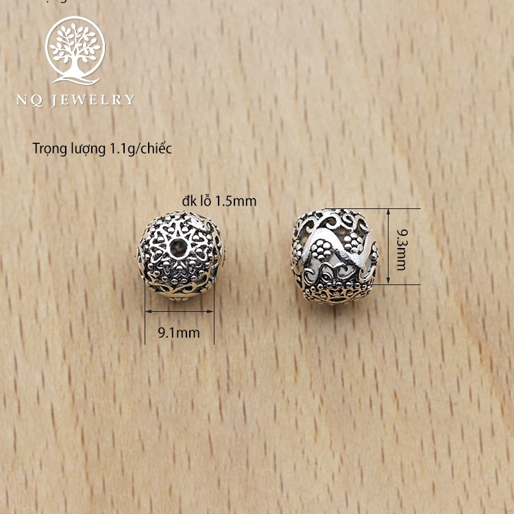 Charm bạc hạt retro rỗng - NQ Jewelry