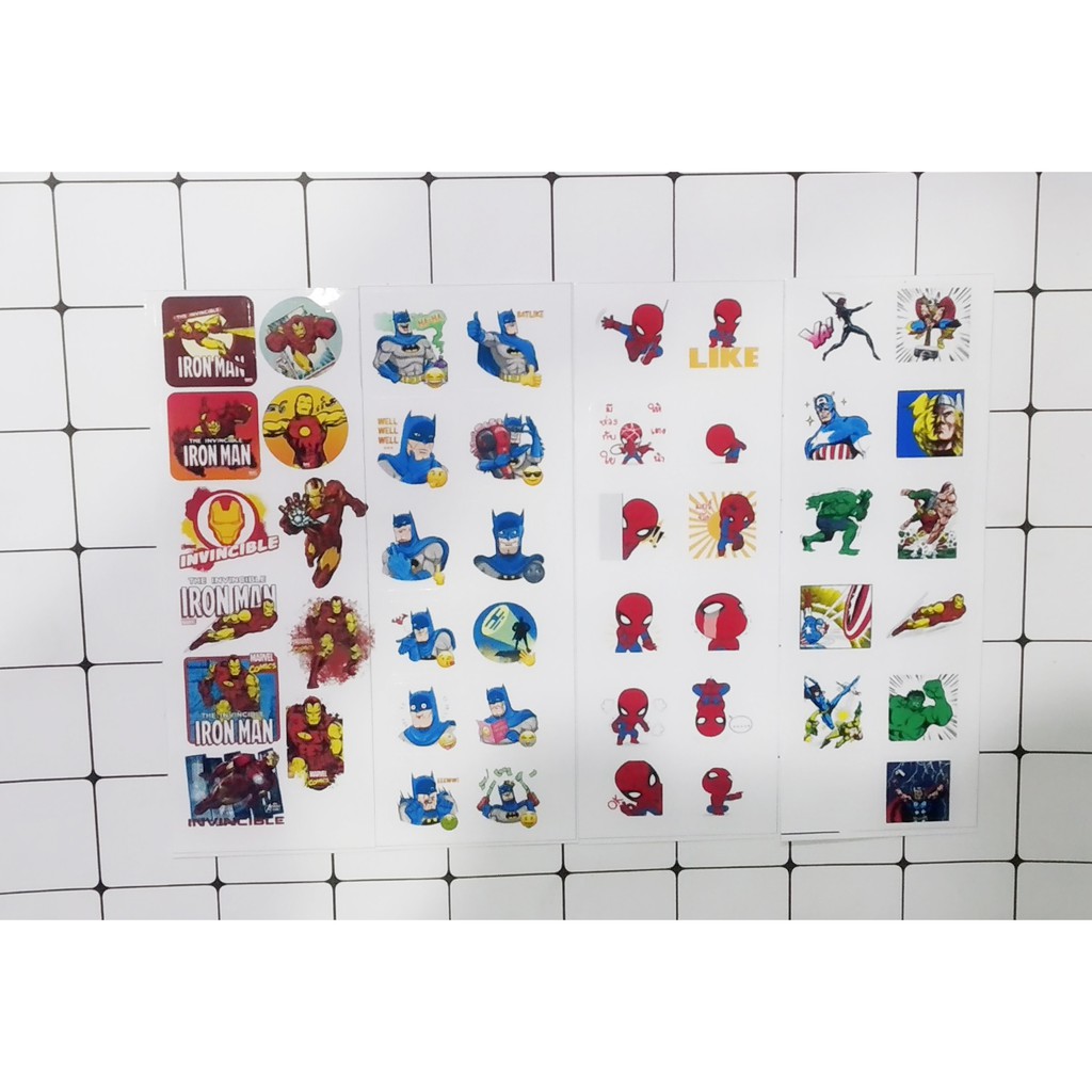 sticker siêu anh hùng SI22 hình dán dễ thương trang trí dán sổ dán điện thoại 1 tờ 7*19,5cm bullet journal