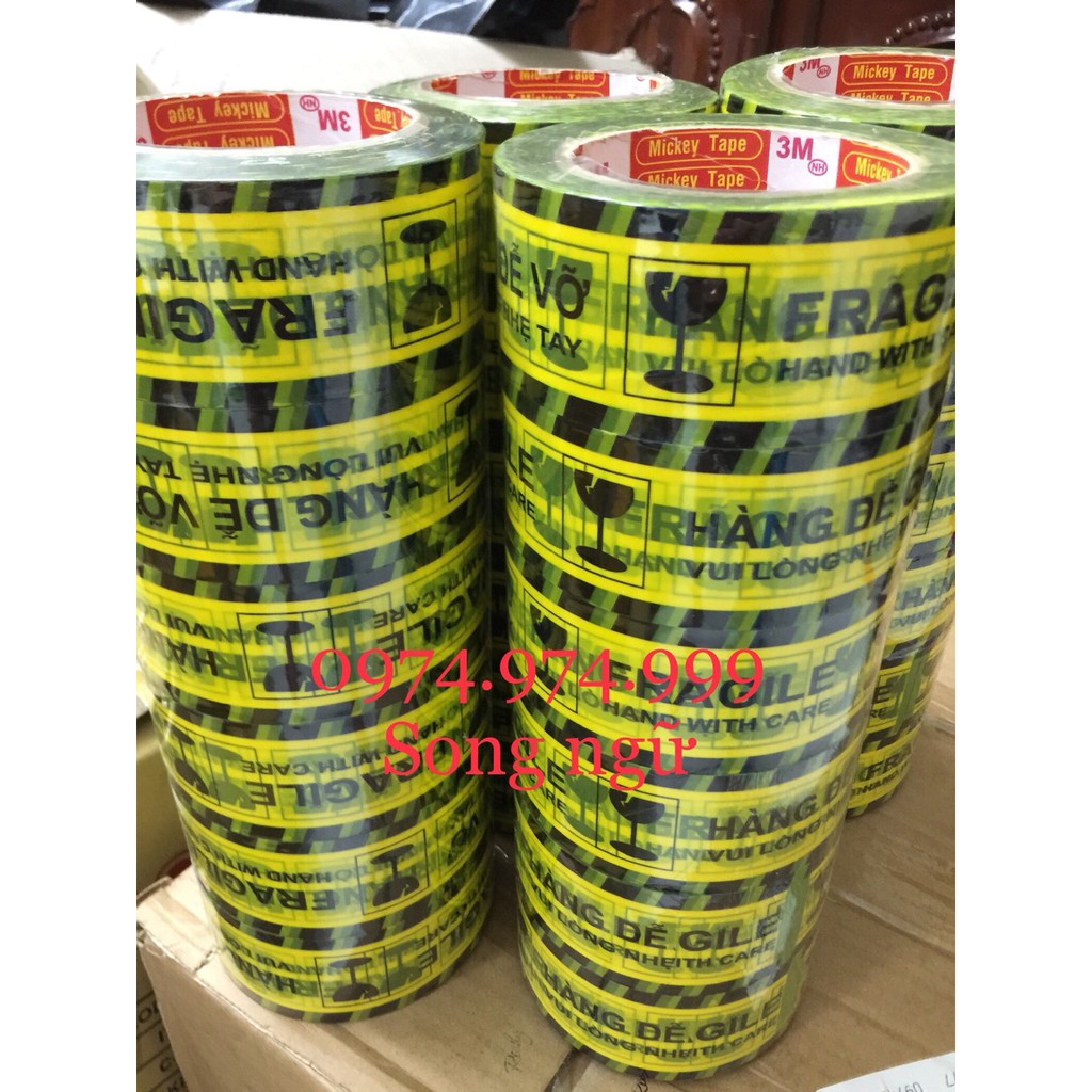 [COMBO 6 cuộn] Băng dính LOGO "Hàng dễ vỡ" Siêu dai, dầy và siêu dính