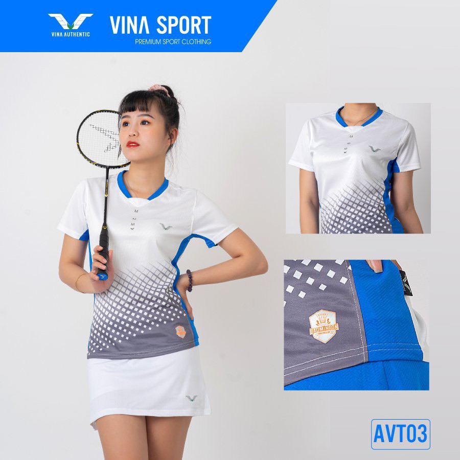 Áo Thể Thao Nữ AVT03 Vina Sport, Áo Tập Gym Yoga , Chất Thun Thấm Hút Mồ Hôi, Thoáng Mát, Full Size- Lapi VN