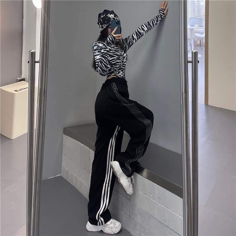 Quần Ống Rộng 3 Sọc Form Dài Chất Da Cá Vải Công Ty Dày- Quần Culottes Cạp Chun Dáng Hàn