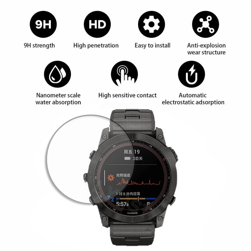 Kính Cường Lực 9H Bảo Vệ Màn Hình Chống Dấu Vân Tay Cho Đồng Hồ Garmin Fenix7 7S 7X