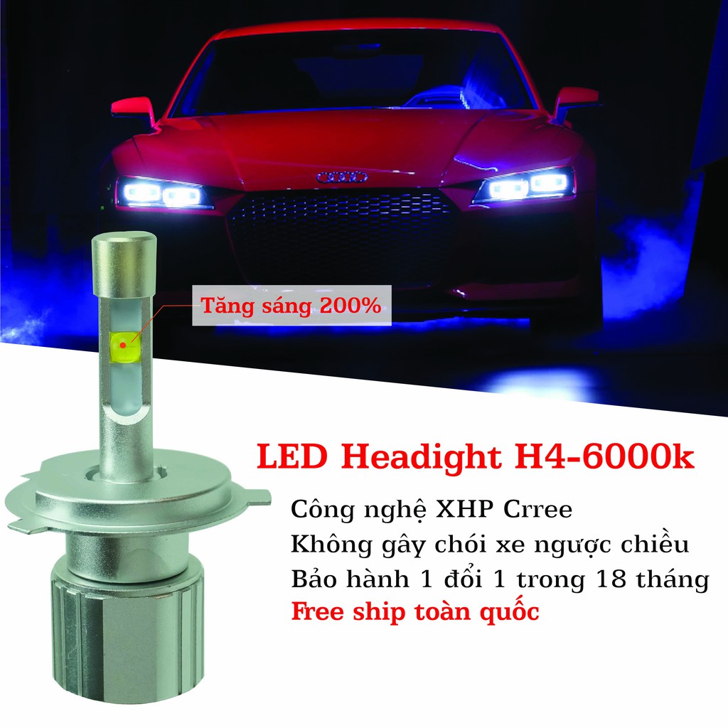 XẢ KHO - Bóng đèn pha ô tô siêu sáng công nghệ Led Cree XHP cao cấp, đủ chân H1 H4 H7 H11 HB3 9005 HB4 9006 điện 12V