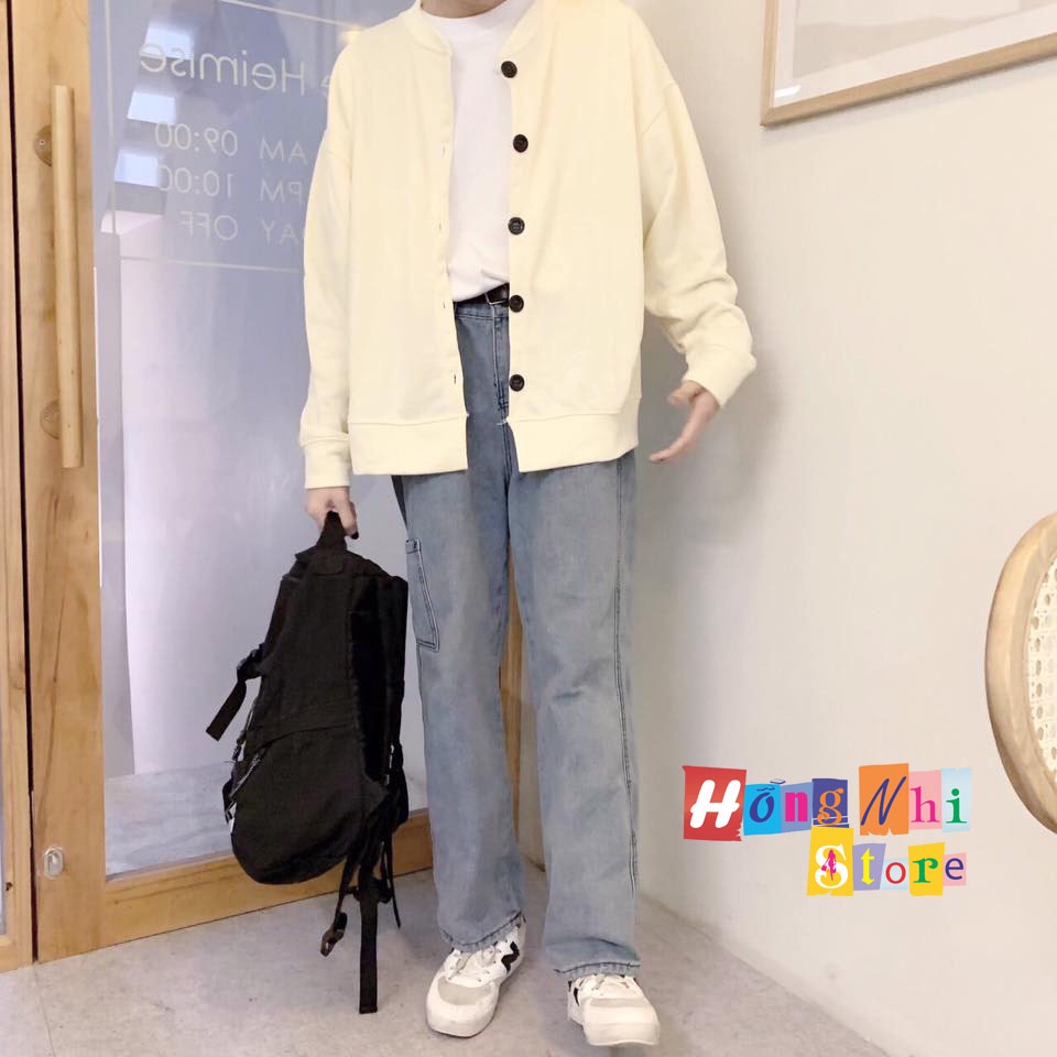Áo Khoác Cardigan Trơn Màu Trắng Sữa Basic Oversize Ulzzang Unisex Nam Nữ Dáng Rộng - MM