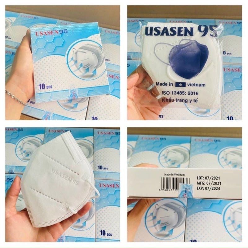 Khẩu trang USASEN 95 Màu Trắng Hộp 10 CÁI 4 lớp kháng khuẩn cao cấp