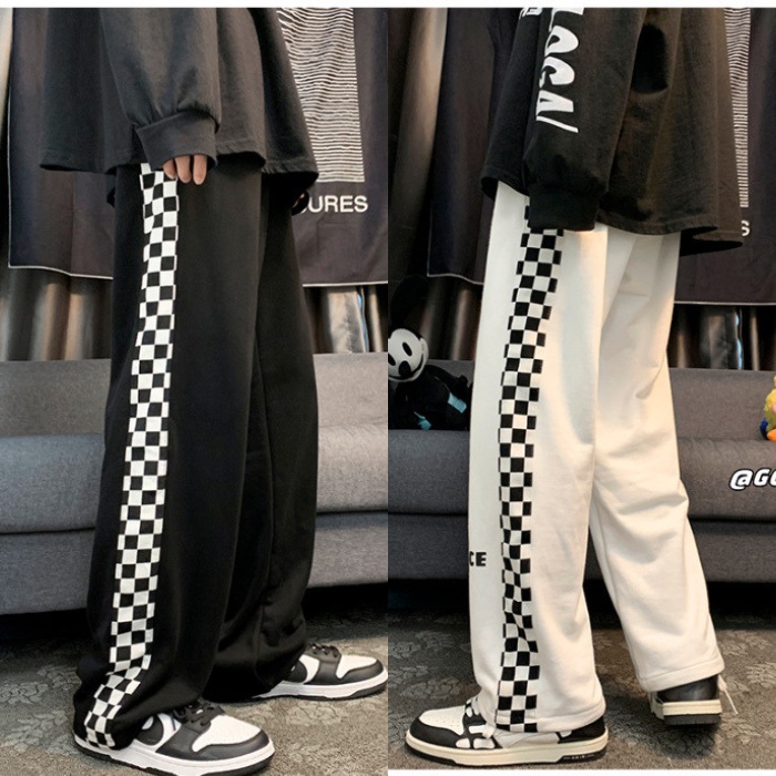 [Xả Kho] Quần jogger thể thao 3 sọc vải mịn form ống rộng unisex nam nữ để suông hoặc có dây rút - Happy Style