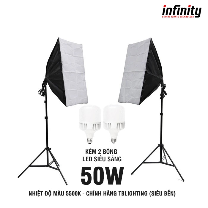 Bộ 2 đèn softbox 50x70cm hỗ trợ livestream, chụp ảnh sản phẩm &amp; thời trang