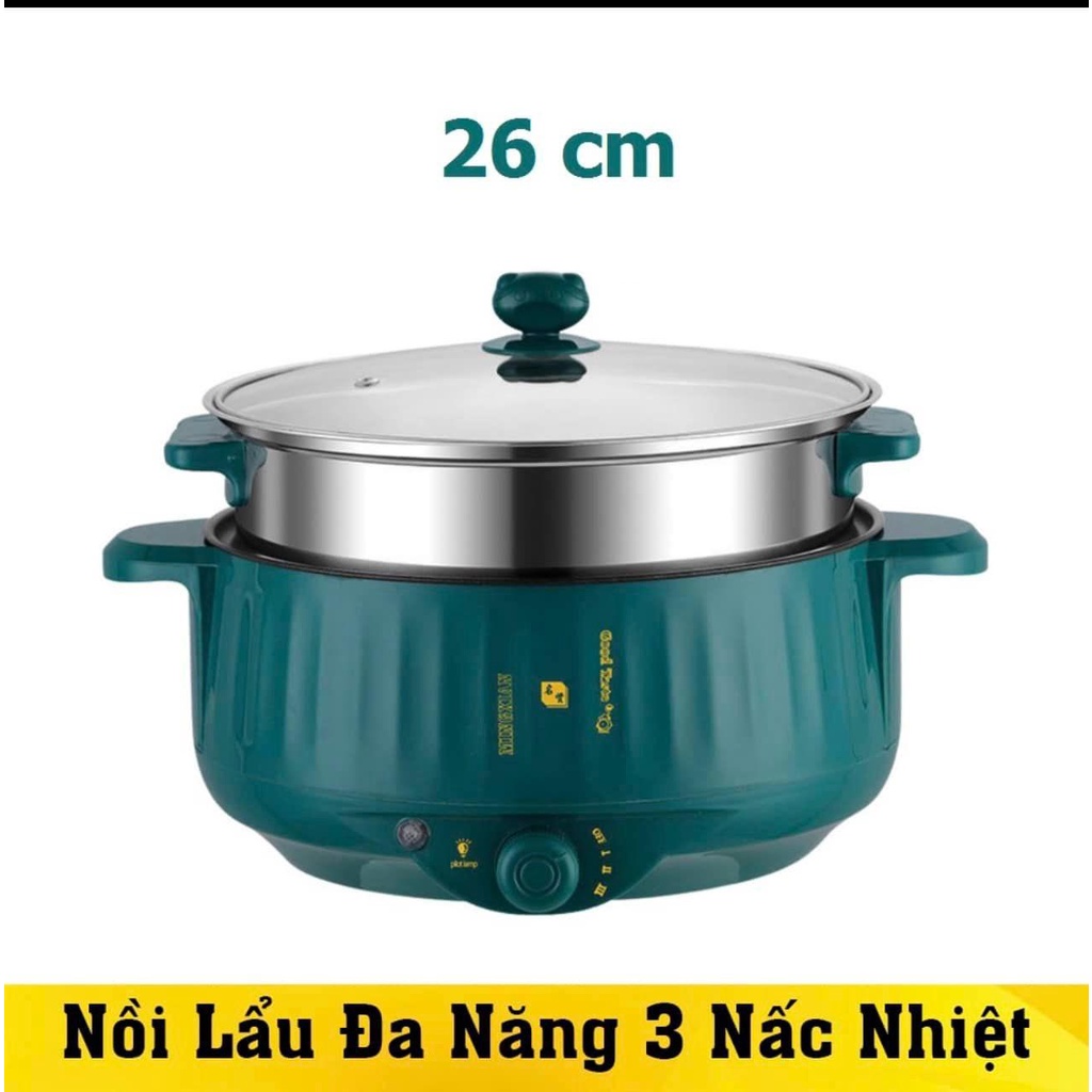 NỒI LẨU ĐIỆN ĐA NĂNG ELECTRIC COOKER POT SHANBAN 2 TẦNG KÈM KHAY HẤP INOX CAO CẤP