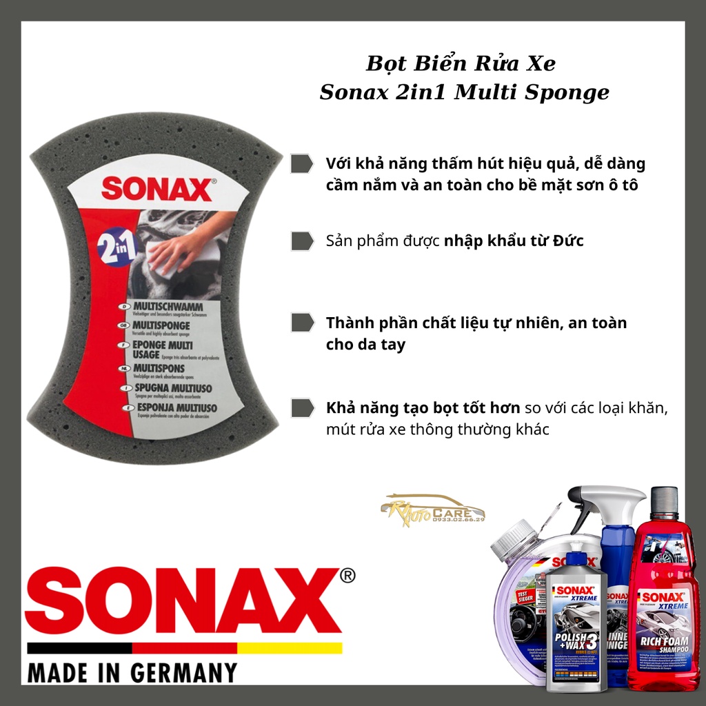 [Bọt Biển Rửa Xe] Sonax 428000 Multi Sponge - Riautocare
