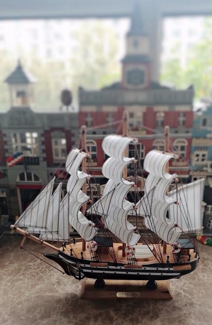 Thuyền buồm gỗ phong thuỷ size 40x6x33 | BigBuy360 - bigbuy360.vn