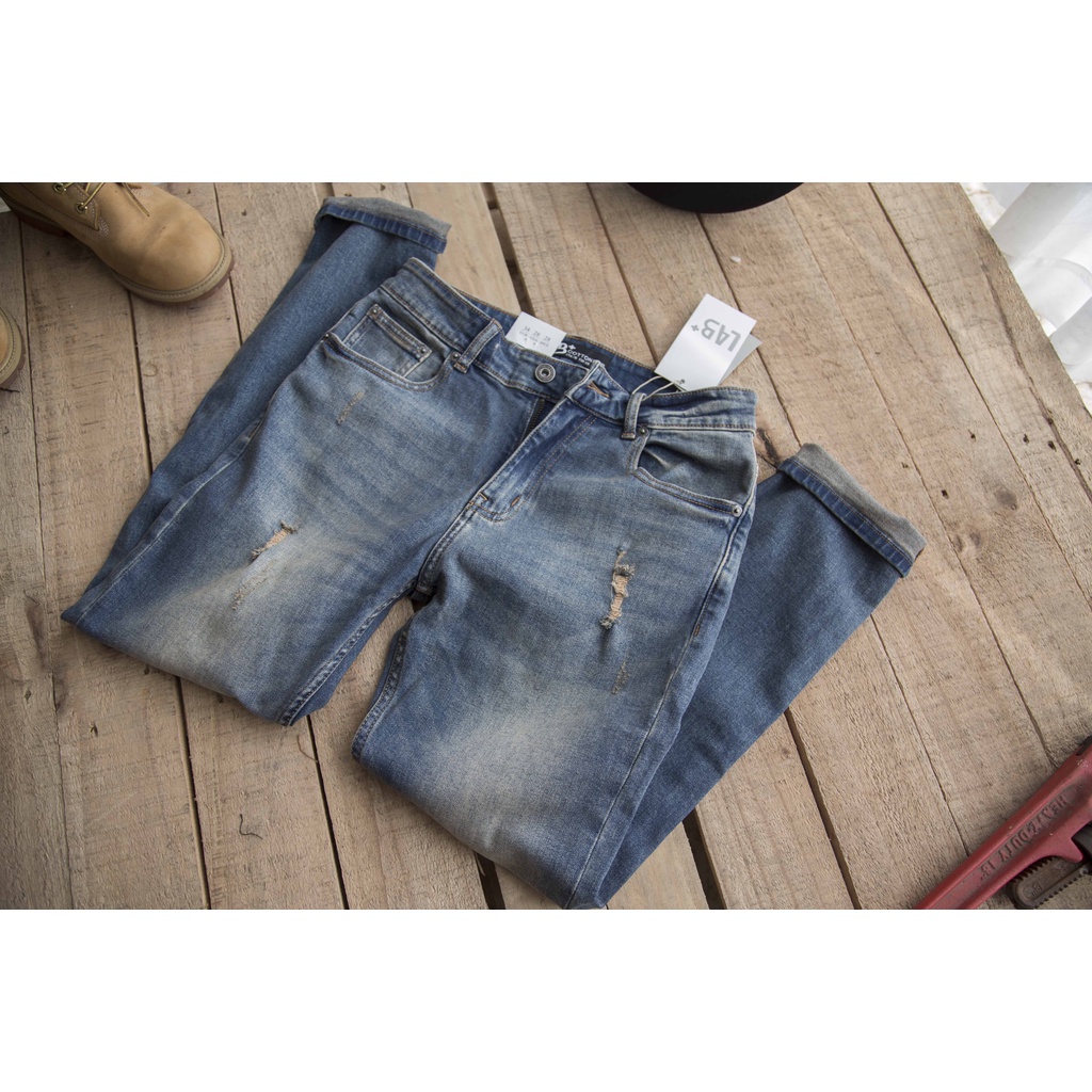 Quần jean nam, quần bò nam màu xanh bụi  bặm from slimfit cao cấp chất vải denim co dãn