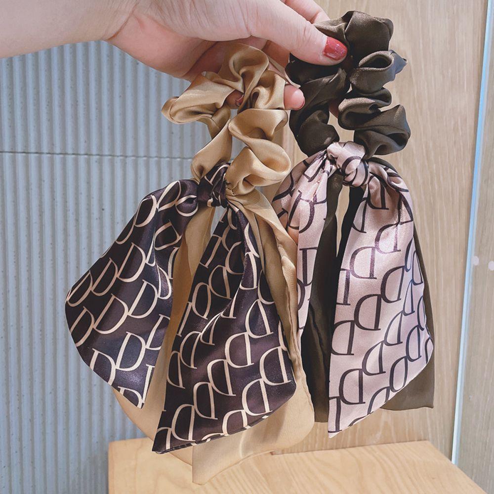 VANES1 Dây Buộc Tóc Ruy Băng In Chữ D Phong Cách Hàn Quốc Thanh Lịch