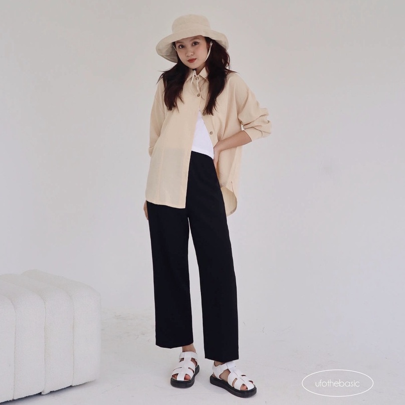 Áo sơ mi freesize chất đũi xước mềm - Hai Line Shirt - by ufo.thebasic