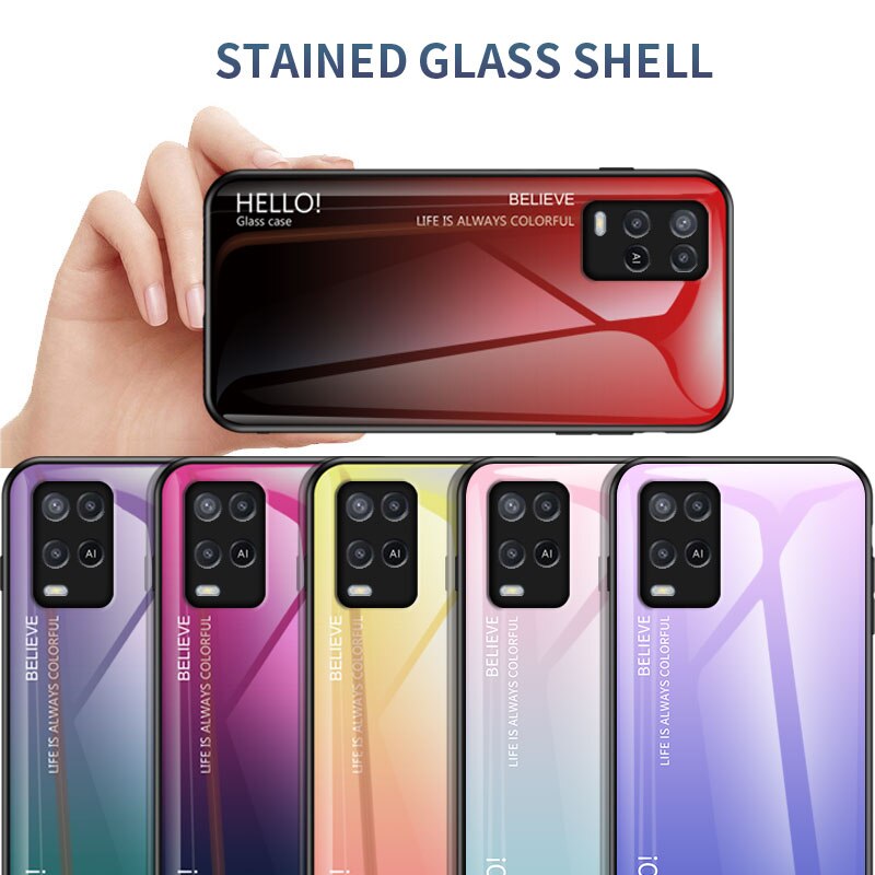 Funda de vidrio templado con gradiente para OPPO Realme 8 Pro, carcasa de silicona con marco de vidrio duro trasero para teléfono OPPO Realme 8