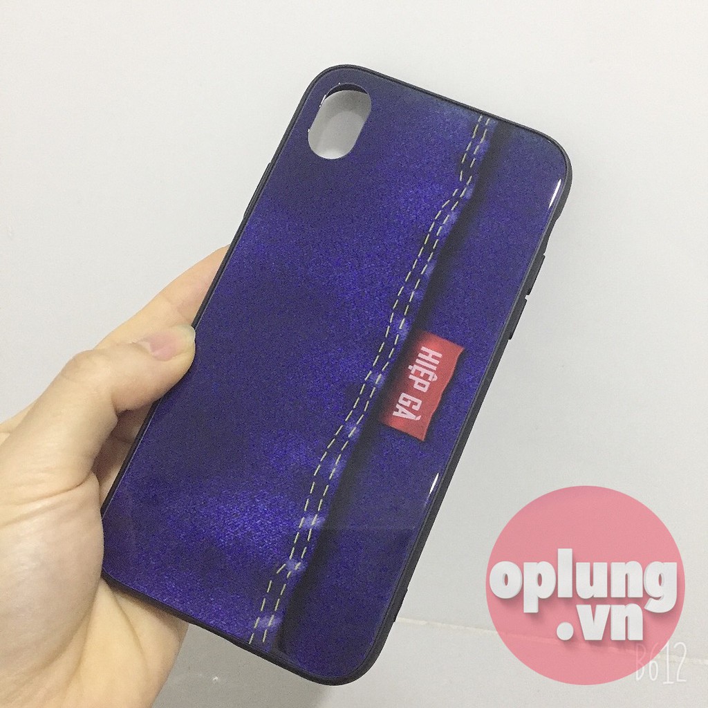 Ốp iphone in tên - Ốp kính cường lực vải bò đủ mã iphone 6 7 8 x xr xs max 11 promax K227