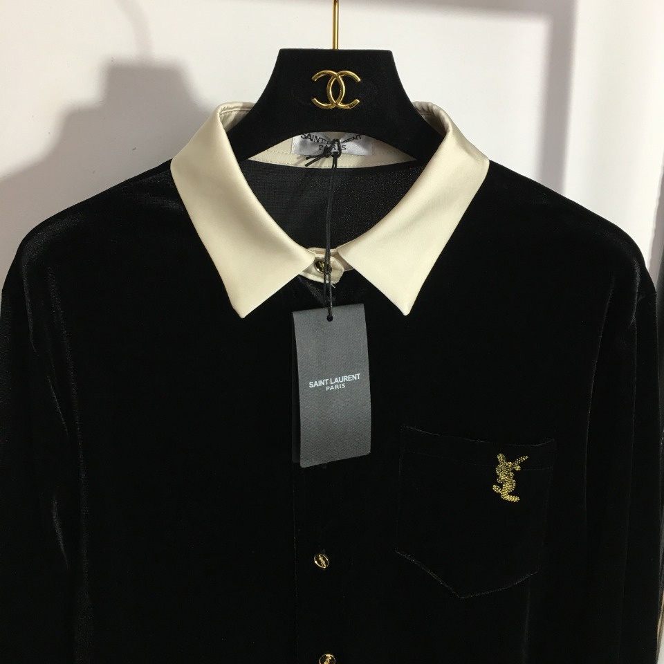 Áo sơ mi dài tay nữ thời trang cao cấp Yves Saint Laurent phong cahcs tối giản, thanh lịch