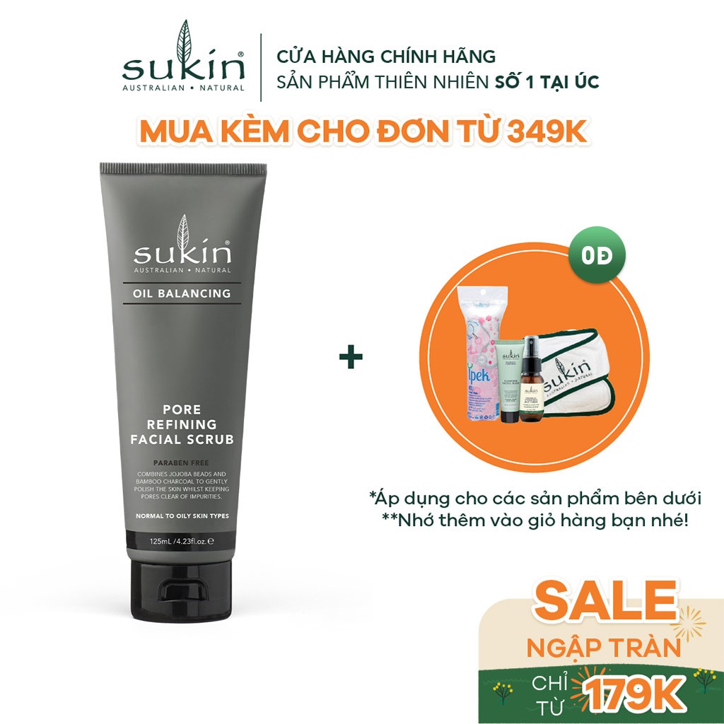 [Mã FMCGMALL -8% đơn 250K] Kem Làm Sạch Tế Bào Chết Cân Bằng Dầu Sukin Oil Balancing Pore Refining Facial Scrub 125ml | BigBuy360 - bigbuy360.vn