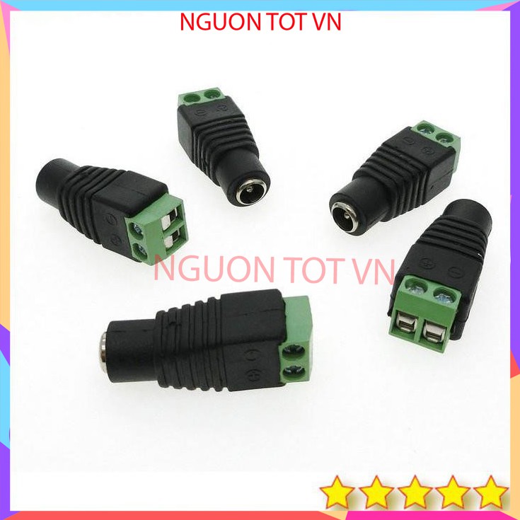 Giắc nối nguồn DC 5.5x2.1mm, Jack nối nguồn DC, jack chuyển đổi đầu ra nguồn DC sang dạng DC tròn 5.5x2.1mm