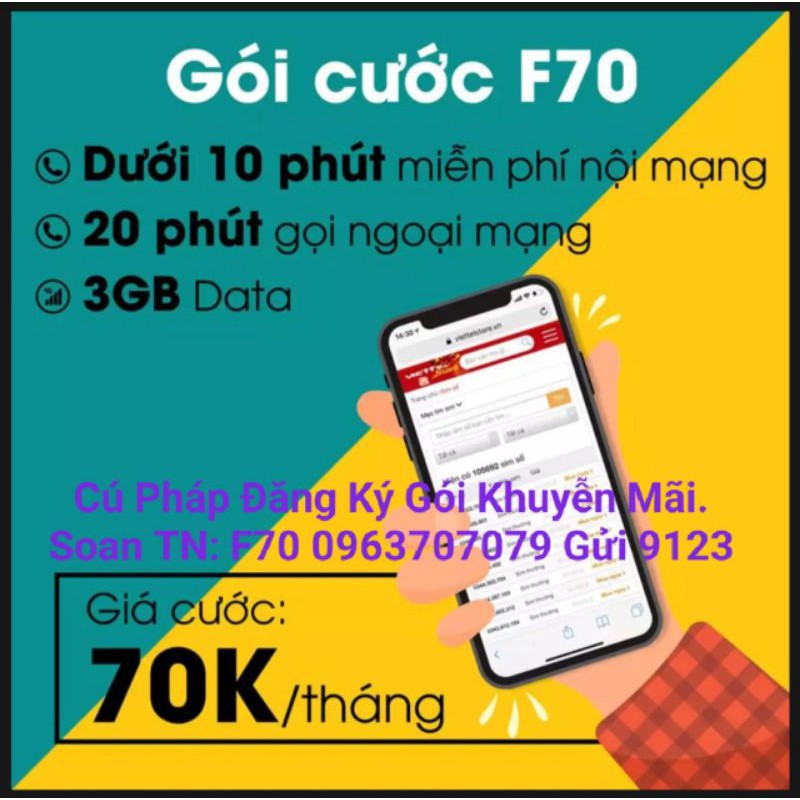 SIM SỐ ĐẸP VIETTEL ĐUÔI LỘC PHÁT THẦN TÀI 68.79 Miễn Phí Cuộc Gọi Nội Ngày Có 2Gb/Tháng có 60GB.Chỉ 120.000₫/1Tháng