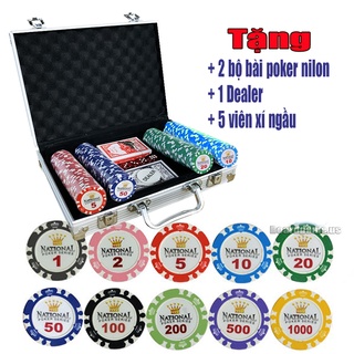 Bộ 200 chip poker có số dòng National kèm vali nhôm cao cấp