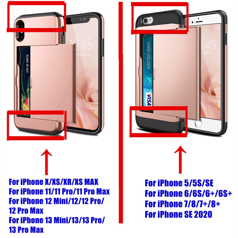 Ốp điện thoại có ngăn trượt đựng thẻ tiện dụng cho iphone 13 12 mini 11 pro xs max xr x 6 6s 7 8 plus se 2020