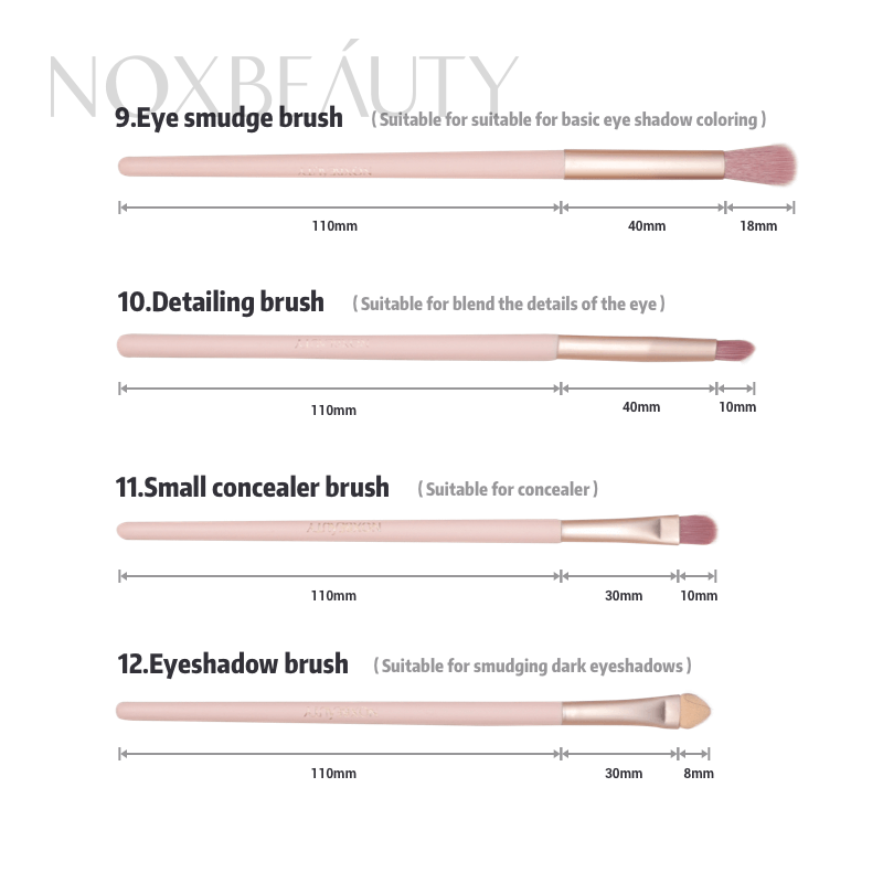Bộ 12 cọ trang điểm NOX đánh phấn mắt kẻ viền môi đánh phấn má hồng chuyên nghiệp