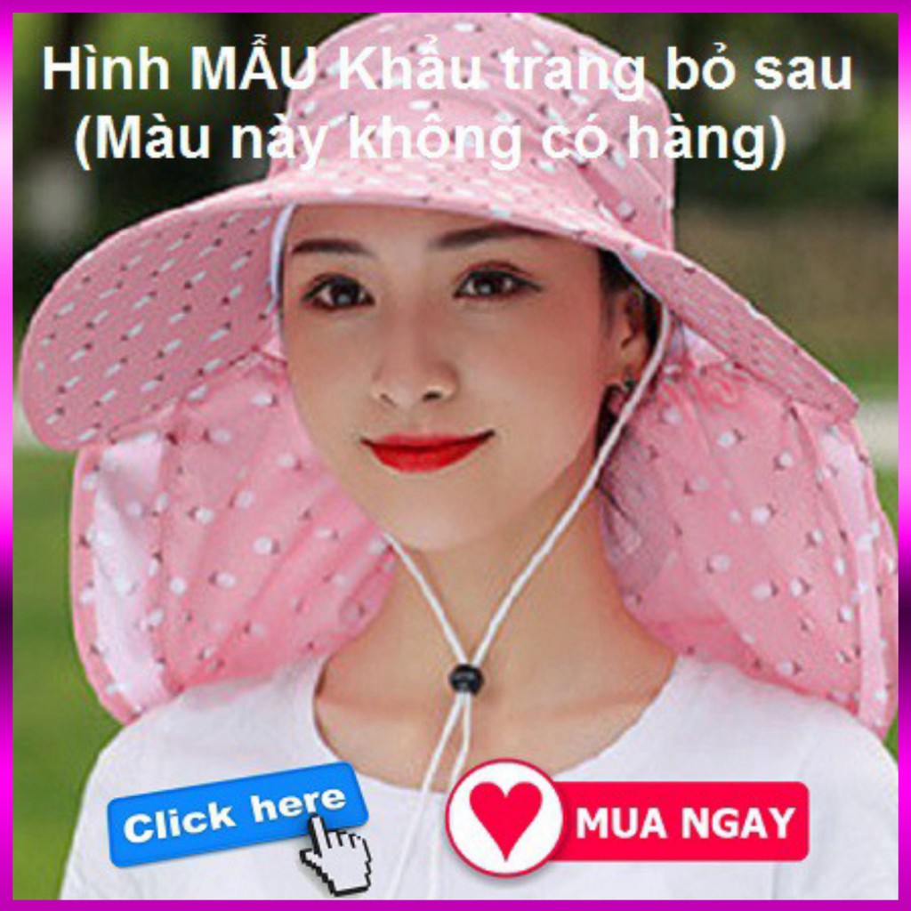 Mũ Nón Rộng Vành Rộng Chống Nắng Cực Mát Có Khẩu Trang 2 Lớp Bảo Vệ Sức Khỏe Kèm Dây Thắt