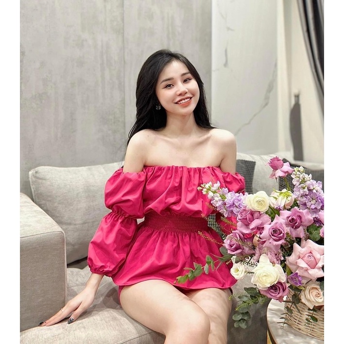 [227] Set Thô Áo Trễ Vai Bèo Chun Eo 4 Màu Siêu Xinh Có Ảnh Thật Kèm Video
