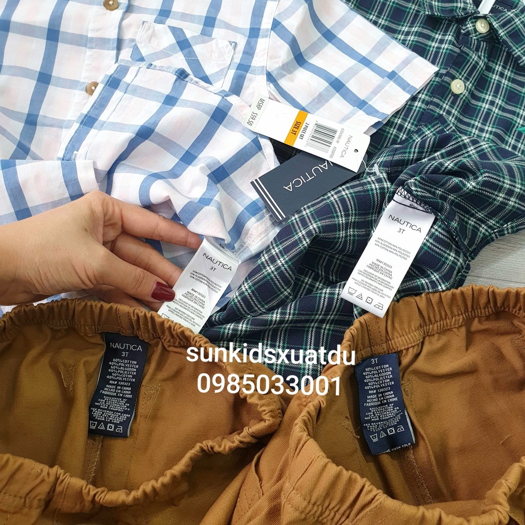 Set sơ mi Nauti.ca bé trai quần nâu