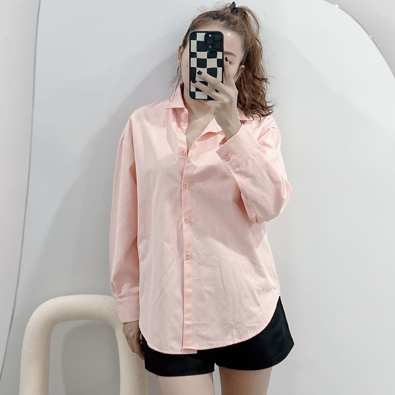 [Thanh lý] Áo sơ mi nữ tay dài form rộng kiểu Hàn Quốc màu trơn công sở đẹp FINANCY A02