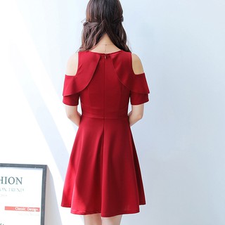 BTK13 Đầm xoè công sở hở vai