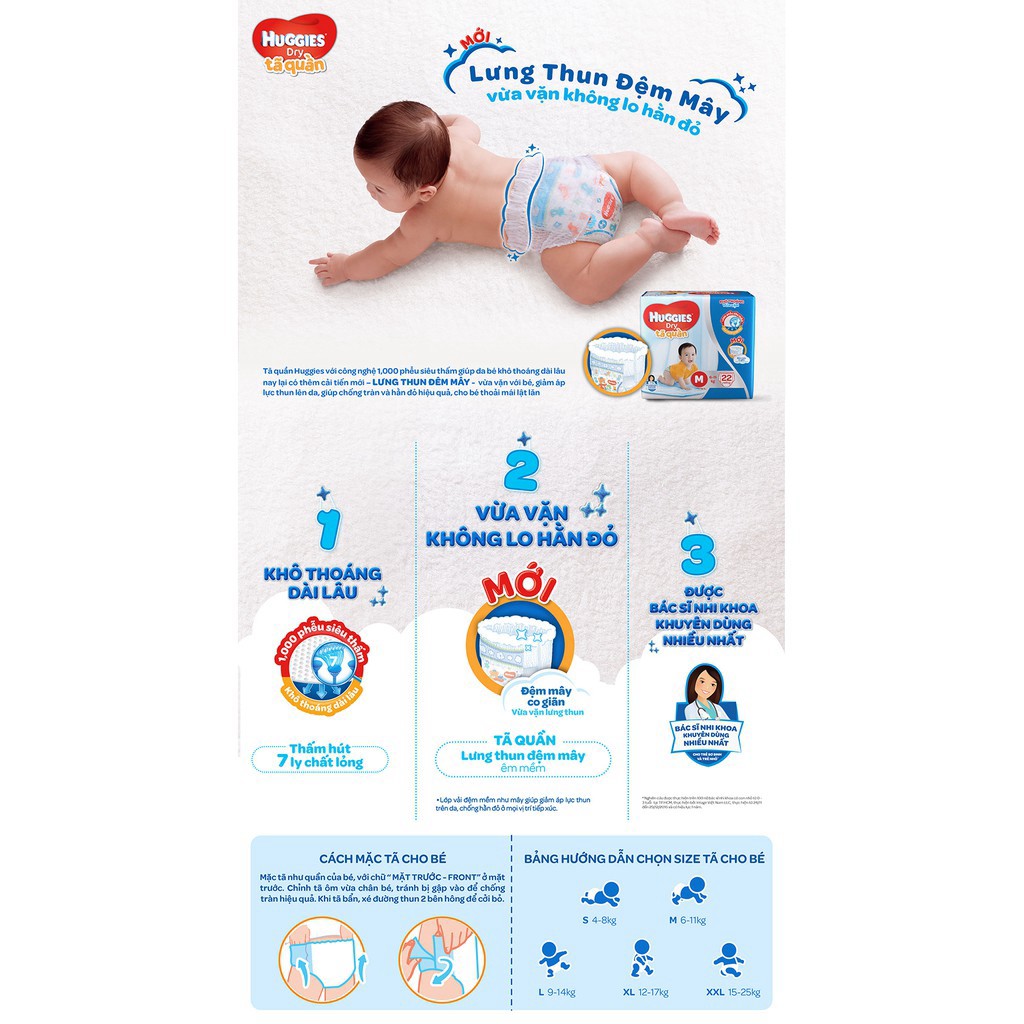 Tã/Bỉm Huggies Quần/Dán các size M74/L68/XL62/XXL56