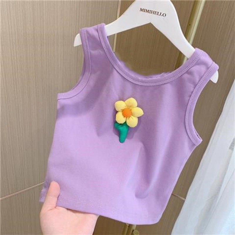 Áo Sát Nách Vải Cotton In Hoa 3D Nhiều Màu Thời Trang Mùa Hè 2022 Cho Bé Gái