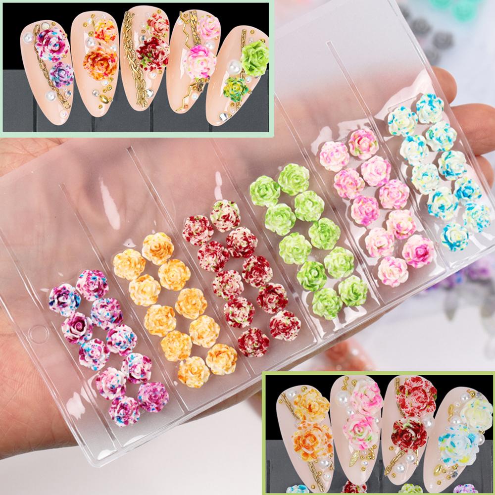 AROMA Đá Hoa Hồng 3D Nhiều Màu Sắc Đính Móng Tay