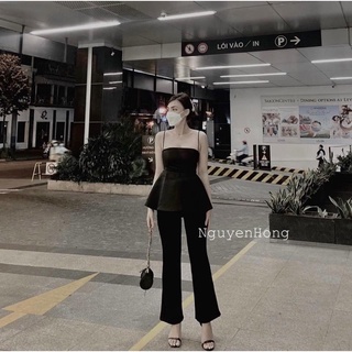 set áo peplum + quần loe from dài