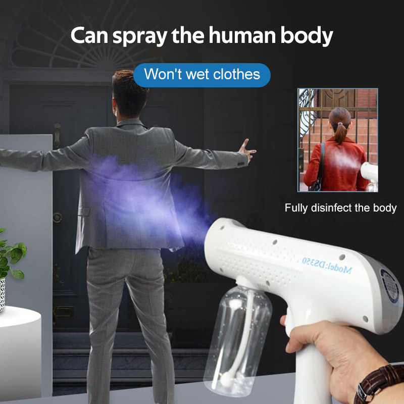 【Ready Stock】2600mah 16w 500ml Handheld Wireless Atomizer Fogging Machine Blue Light Nano Spray Gun Disinfectant Spray Machine Wireless Disinfection Gun