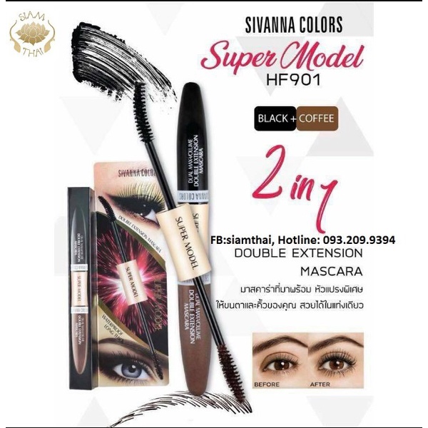 Chuốt Mi Mascara 2 Đầu (Đen - Nâu) SIVANNA COLORS hàng Thái Lan HF901
