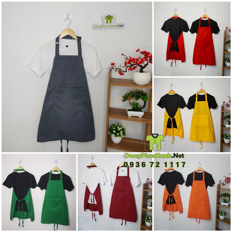 Tạp dề Vải Kaki Nhiều Màu - Free Size - Tạp Dề Yếm Trơn Tạp Dề Dài