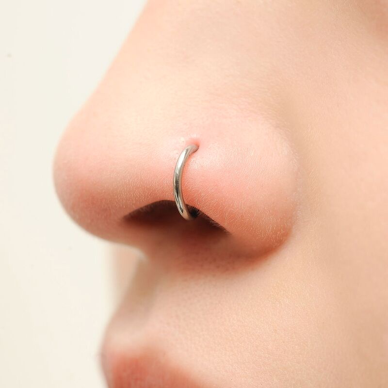 Khuyên Mũi Tròn Khuyên Môi Dáng Đinh Cong Thép Titan Không Gỉ