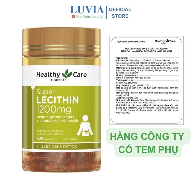 Mầm đậu nành Healthy Care Super Lecithin 1200mg 100 viên Úc Chính Hãng - Tăng Nội Tiết Tố, Tăng Vòng 1