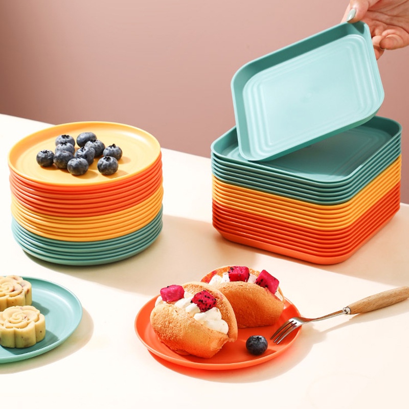 Set 8 Khay Đựng Sushi/Đồ Tráng Miệng/Snack Bằng Nhựa Màu Trơn Có Đế Đỡ Dùng Trong Nhà Bếp/Tiệc Tùng