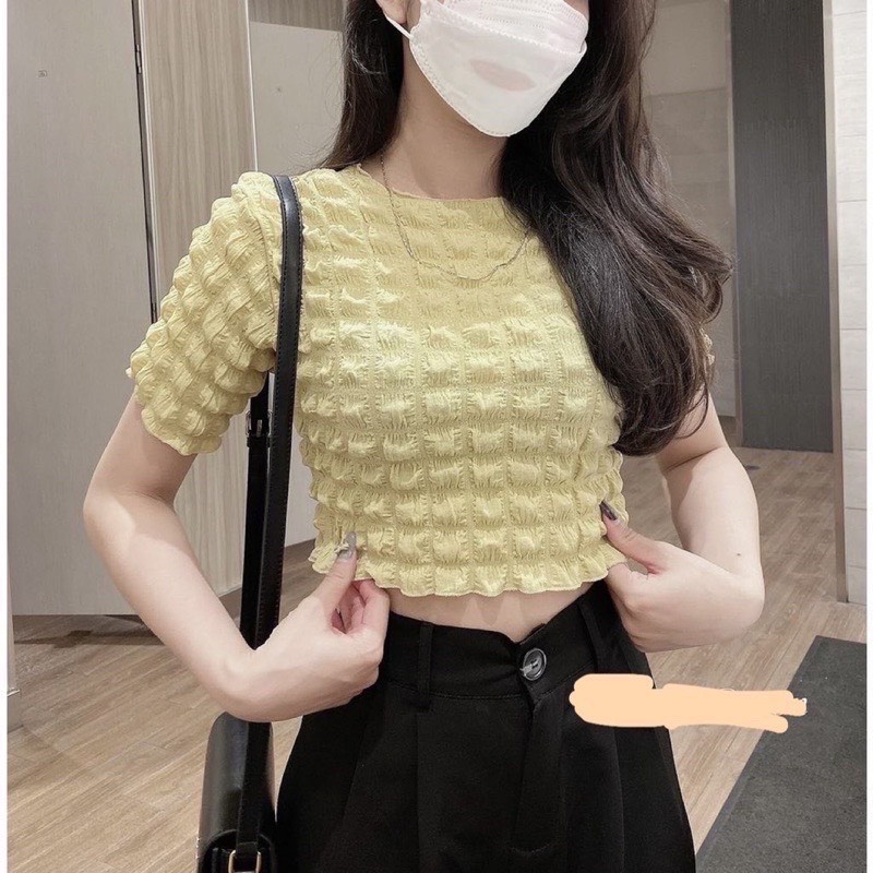 Áo croptop xốp mềm mại, co giãn nhẹ có 4 màu freesize