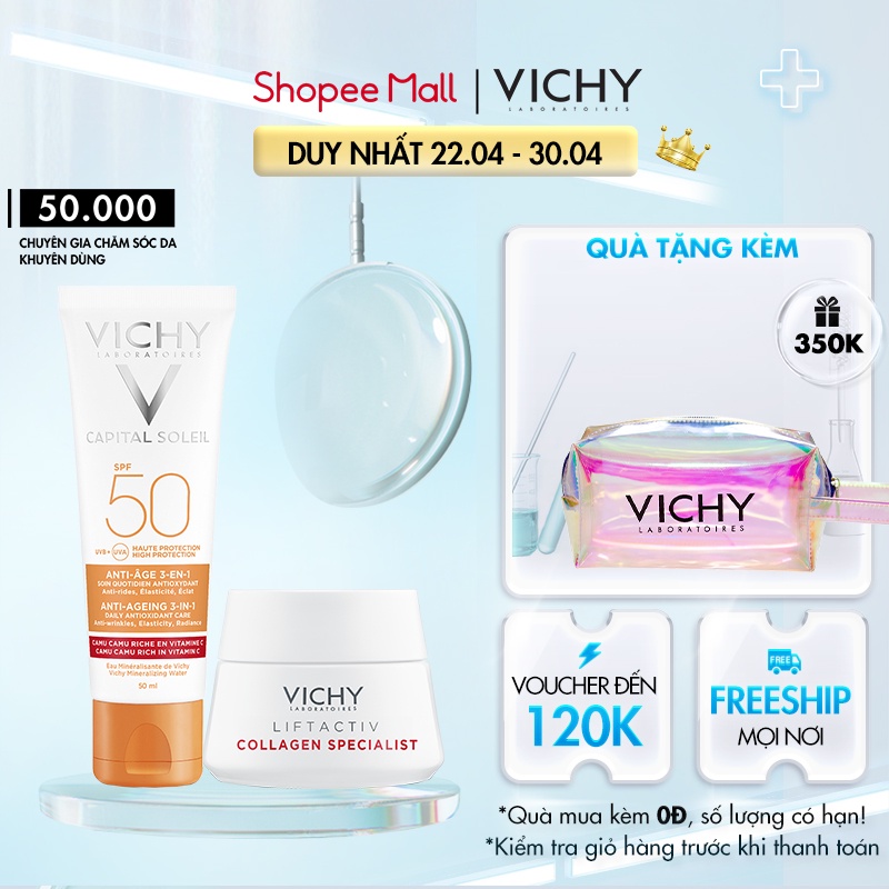 Bộ kem chống nắng và ngăn ngừa các dấu hiệu lão hóa Vichy